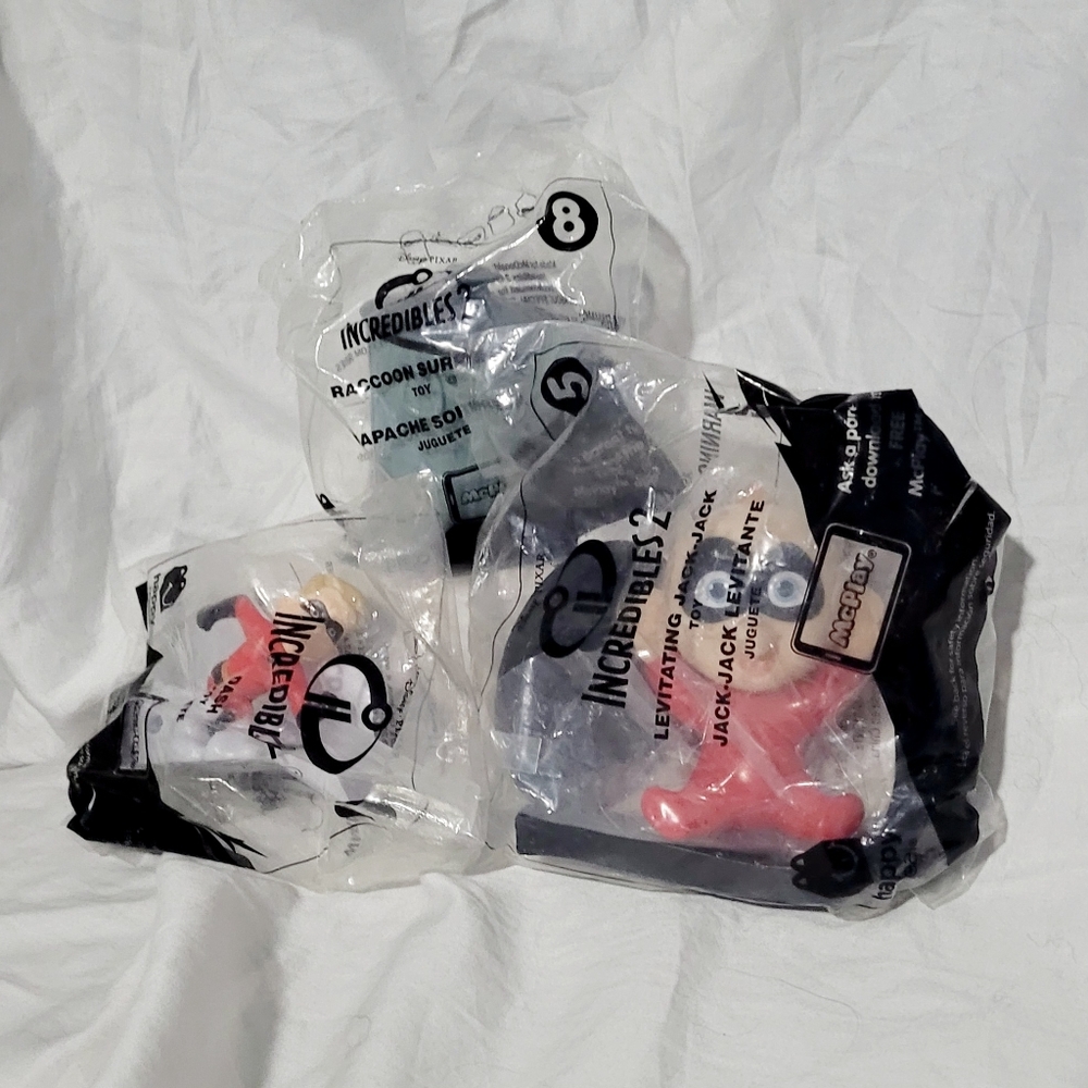 Lot of 3 Incredibles 2 Happy Meal Toys Jack Jack, Dash, Racoon Surprise